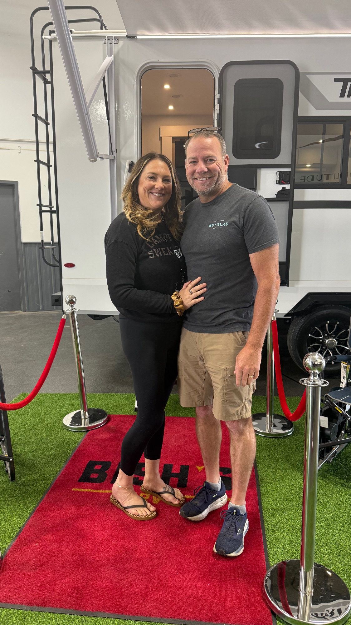 Jen and her husband at the camper show
